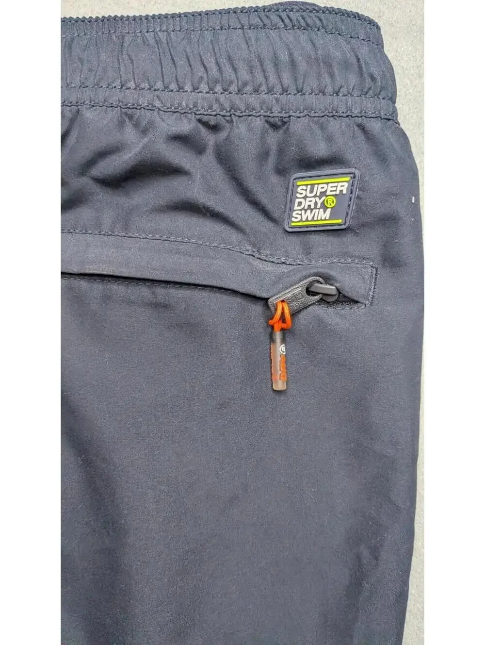 Superdry Swim Shorts Mens Large Black Elastic Waist Lined Trunks Pockets